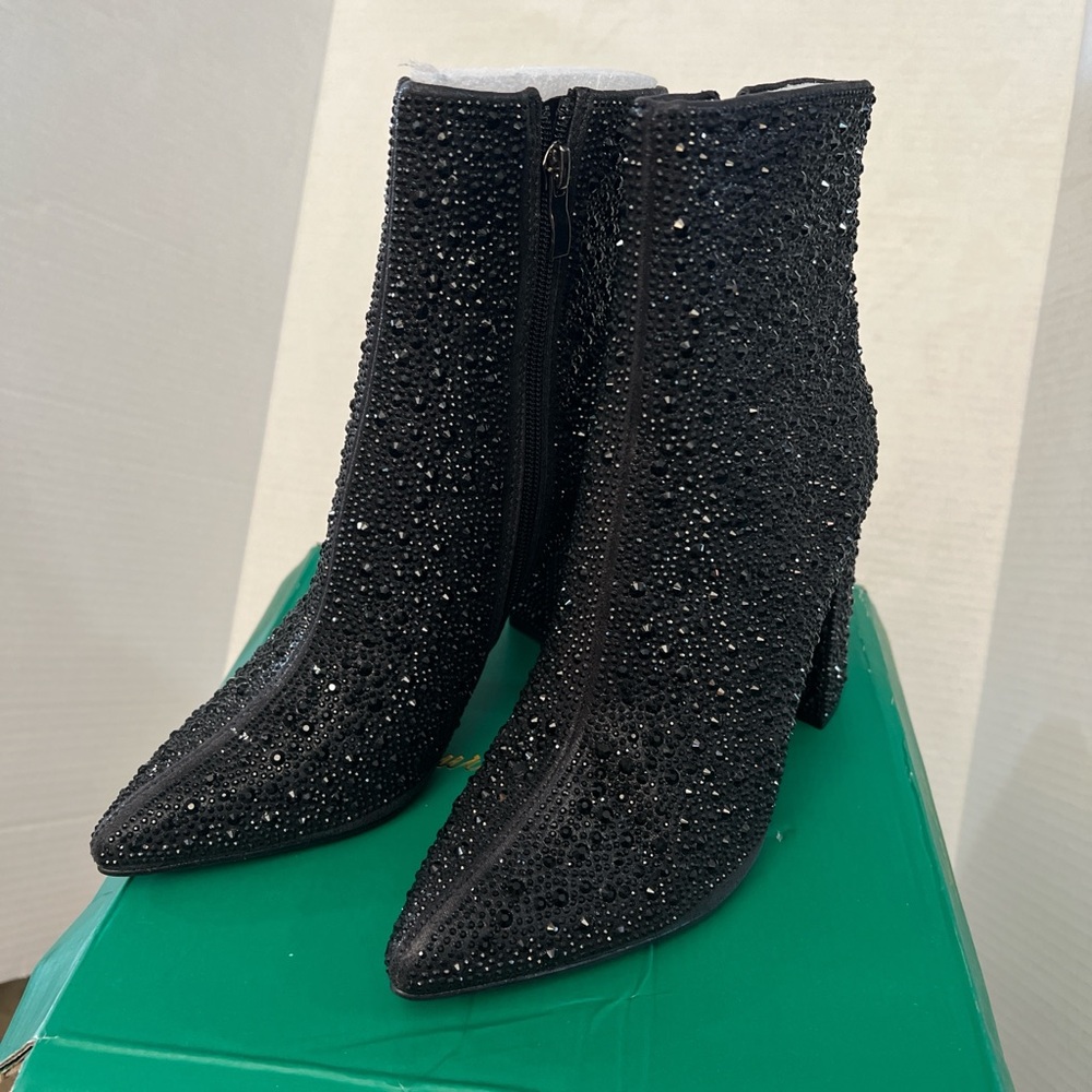 Lauren Lorraine black sequin boots
